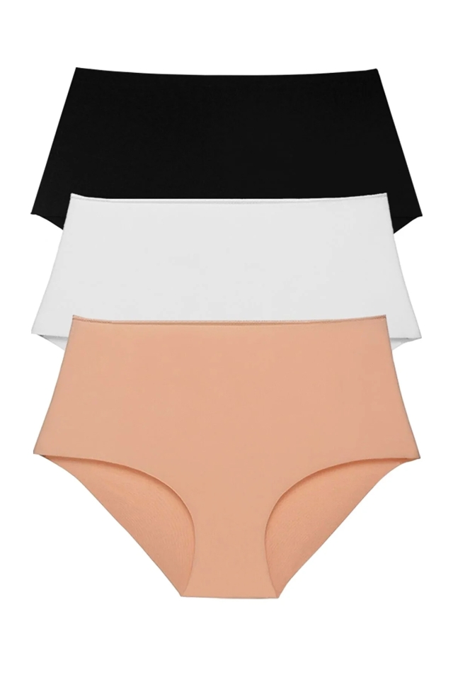 3 Pieces Seamless High Waist Lycra Briefs ATEL7 - EYYO