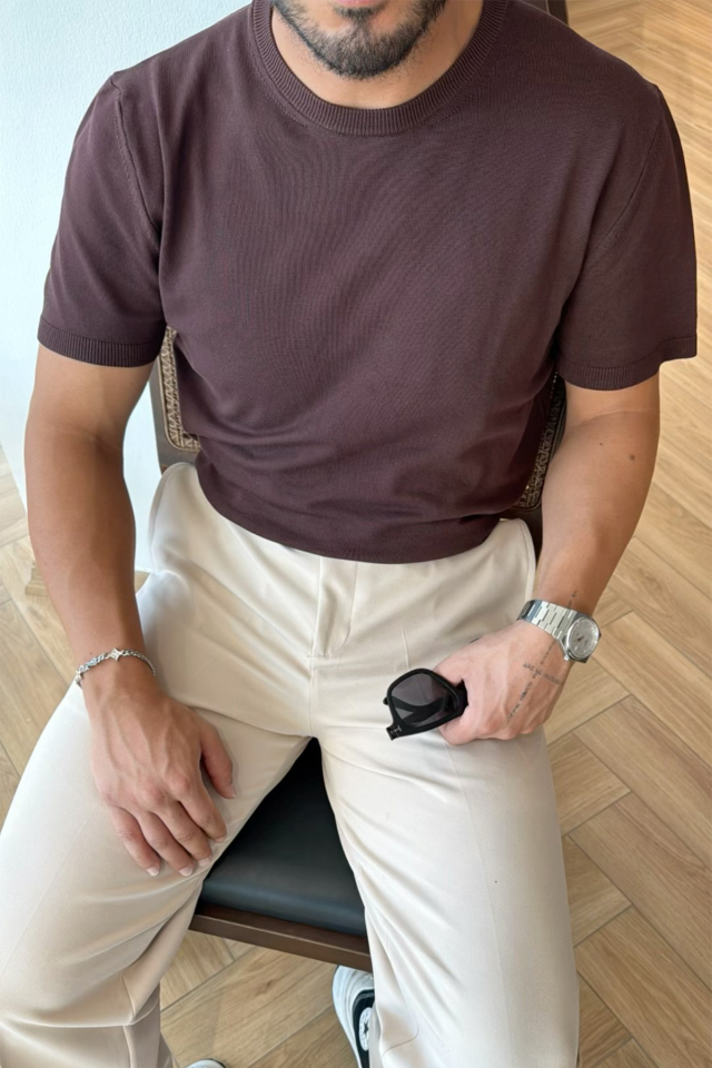 Acı Kahve Triko Basic Tişört
