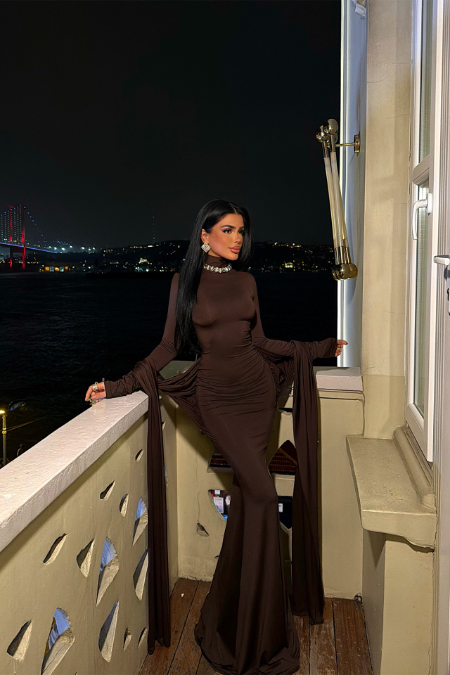 Acı Kahve Arkua Elbise ATE-4435 - EYYO