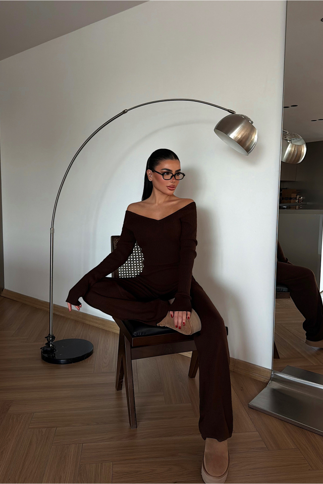 Acı kahve Bowie triko takım ATE-4275 - EYYO