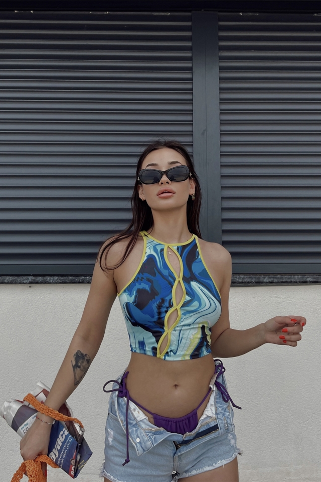 Akışkan Desen Crop Top