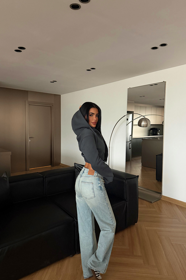 Antrasit Caiden Crop Hırka