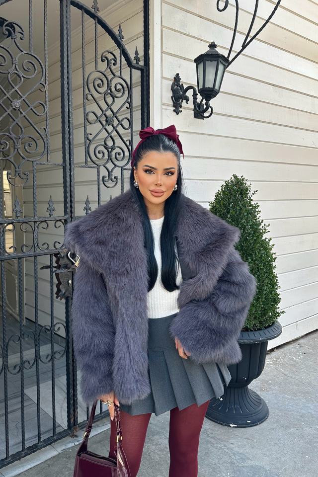 Antrasit Eva Kısa Kürk