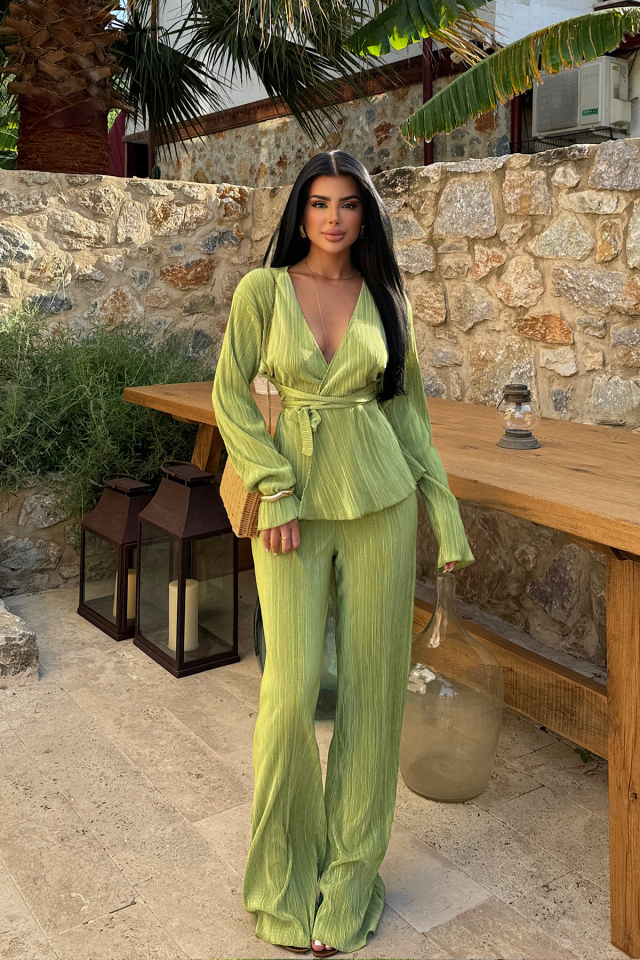  Yağ Yeşili Valerie Pantolonlu Takım ATE-1149 - EYYO
