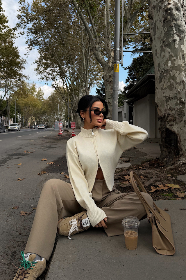 Balboa Çift Fermuarlı Triko Hırka ATE-3890 - EYYO