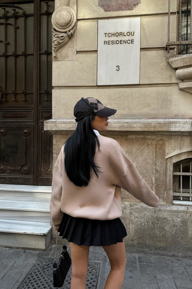 Bej A Nakışlı Sweat ATE-0701