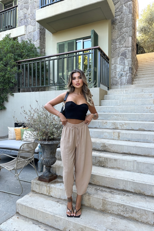 Bej Bağlamalı Pantolon ATE7404 - EYYO