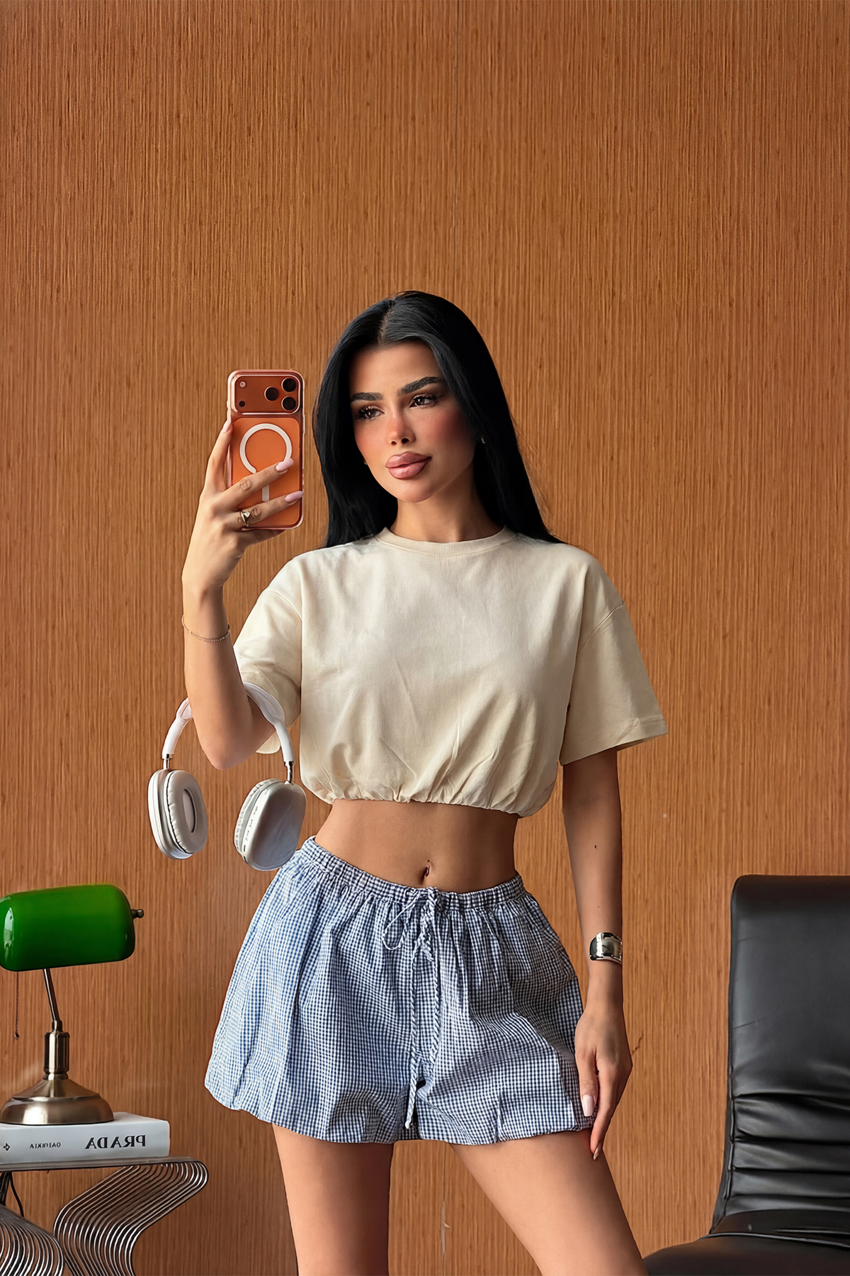 Bej Basic Crop Top ATE-5683