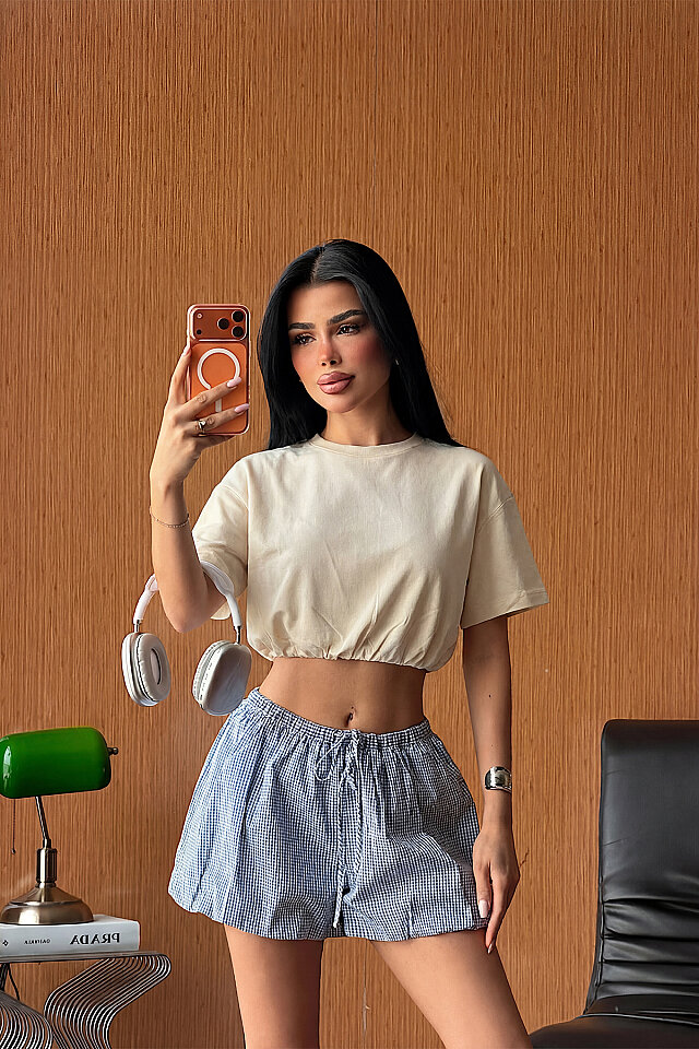 Bej Basic Crop Top