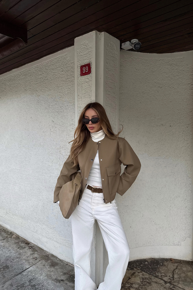 Bej Letica Ceket ATE-2384 - EYYO