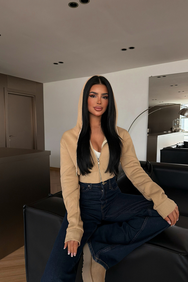 Bej Caiden Crop Hırka