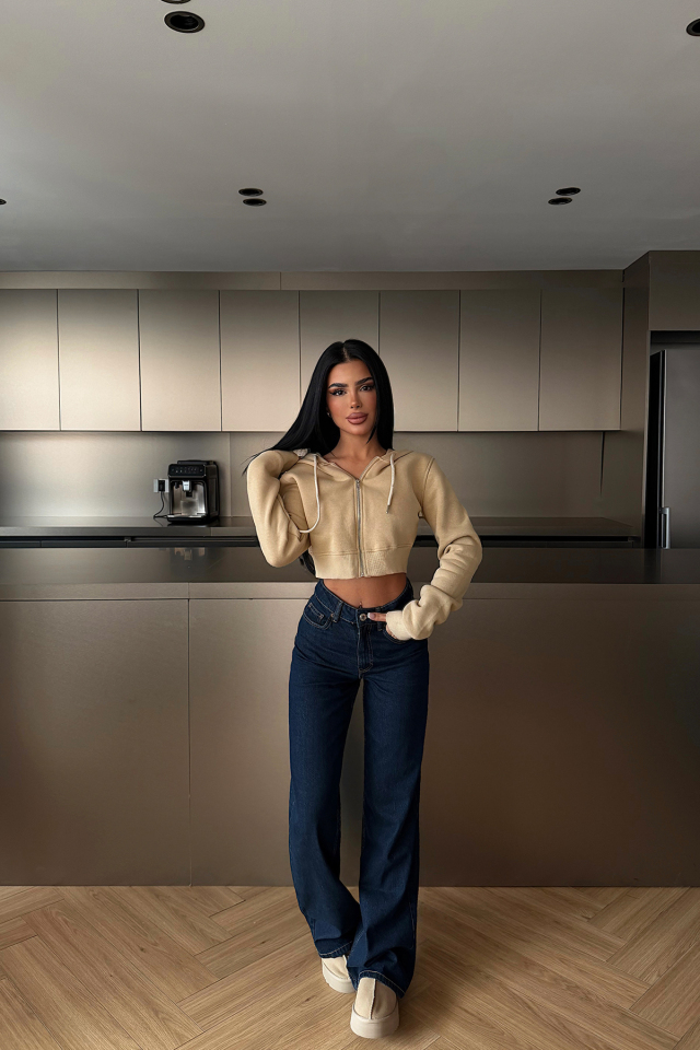 Bej Caiden Crop Hırka