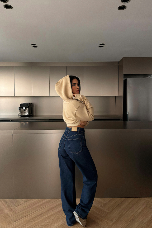 Bej Caiden Crop Hırka