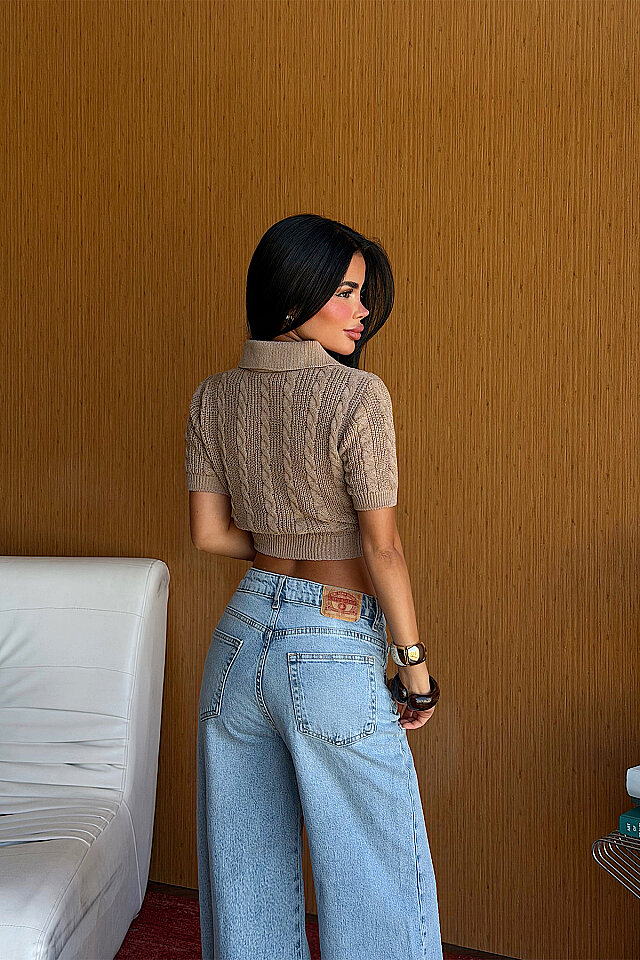 Bej Biyuni Crop Hırka