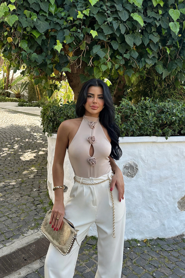 Bej Isla Bodysuit ATE-0247