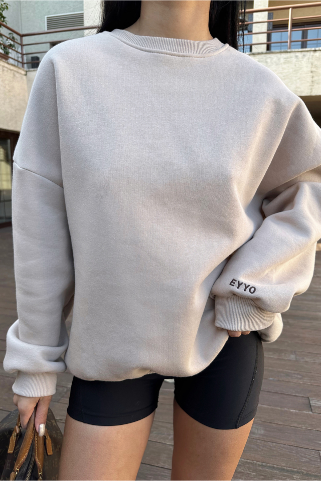 Bej Kolu Eyyo Yazılı Sweat ATE8481