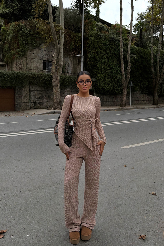 Bej Sequin Takım