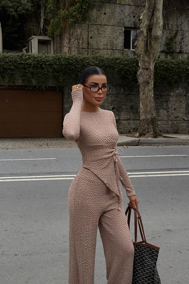 Bej Sequin Takım