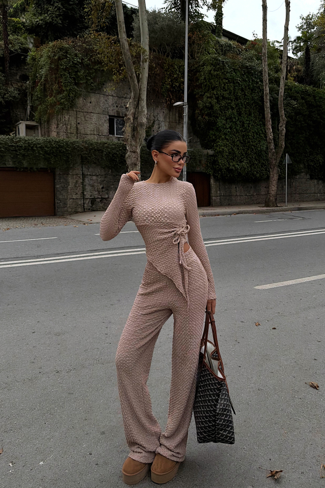 Bej Sequin Takım
