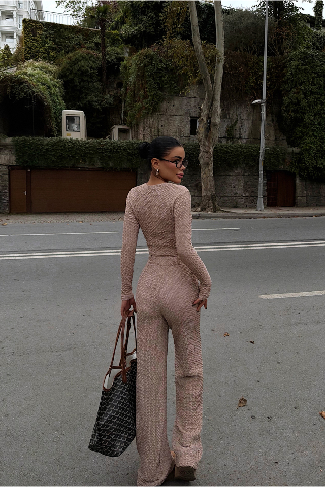 Bej Sequin Takım