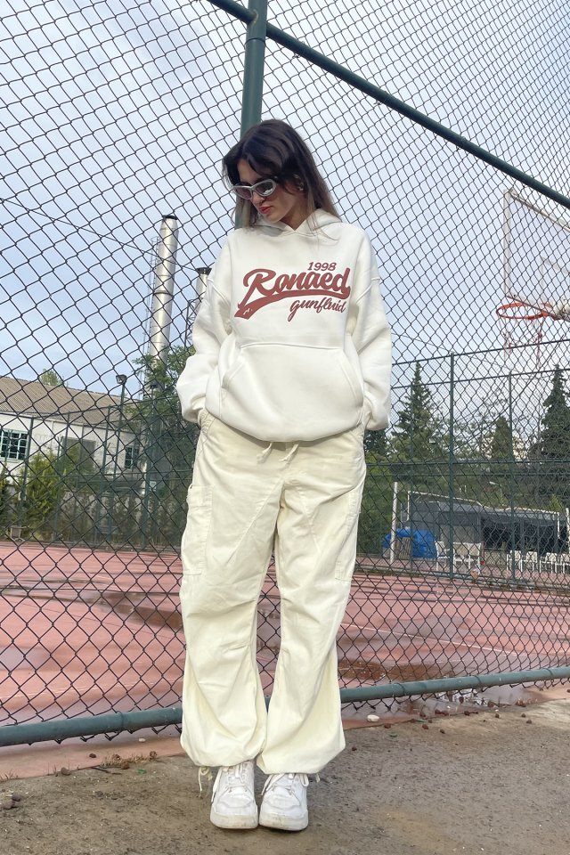 Beyaz 1988 Baskılı Sweat