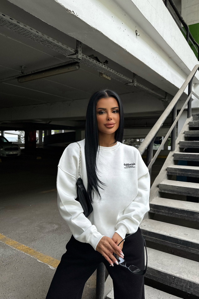 Beyaz Arkası Yazılı Sweat ATE-0279