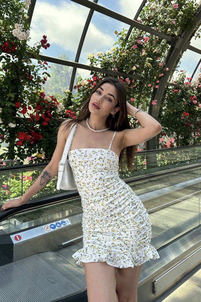 Beyaz Askılı Basic Mini Elbise ATE7143 - EYYO