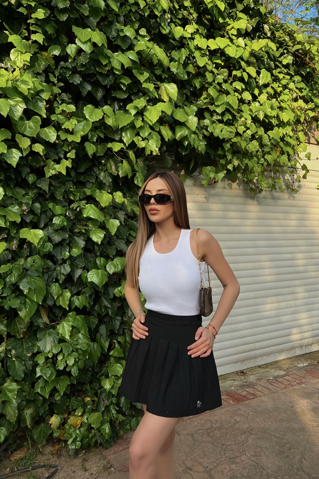 Beyaz Askılı Basic Crop Top ATE6432