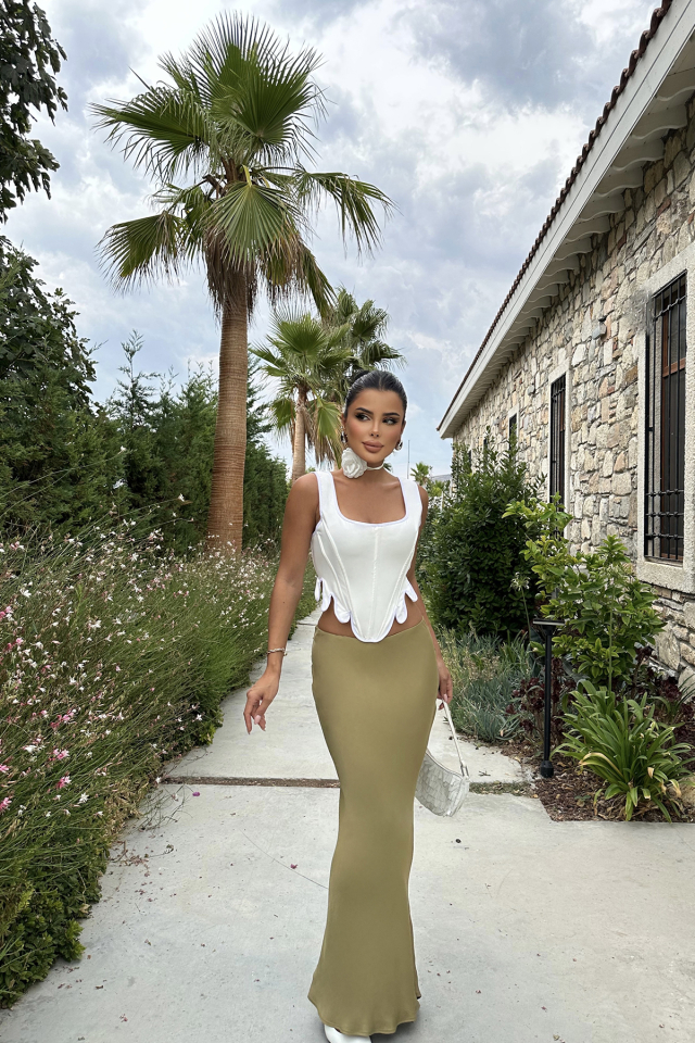 Beyaz Askılı Crop Top ATE8605