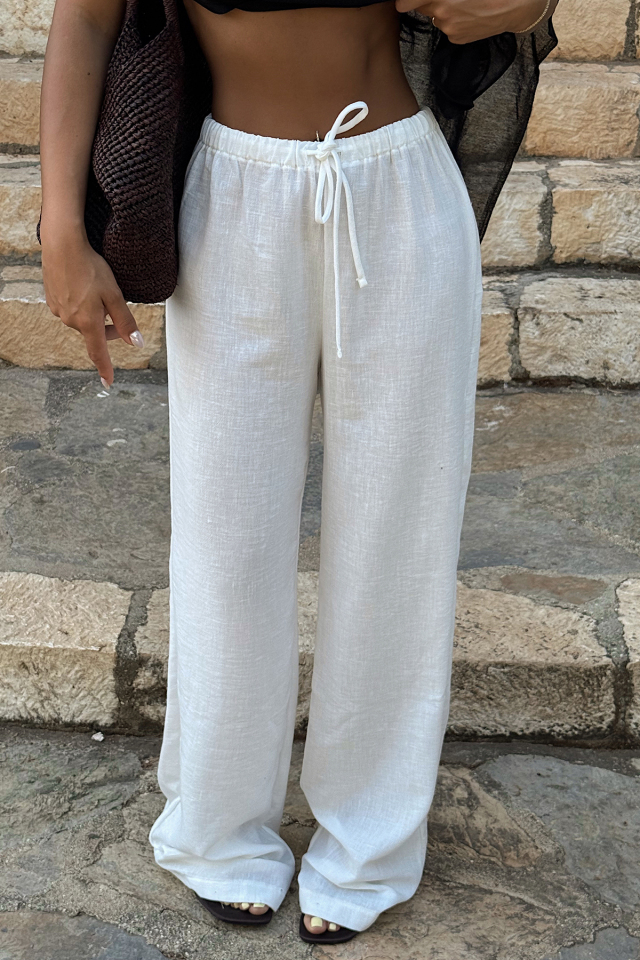 Beyaz Nanea Keten Pantolon ATE-3002