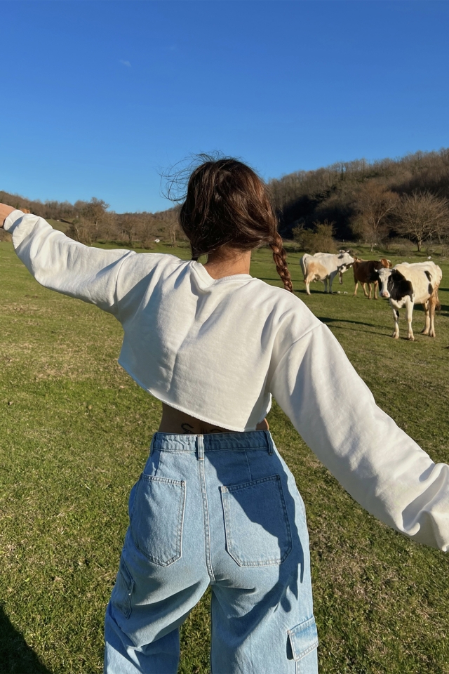 Beyaz Basic Crop Top ATE3144