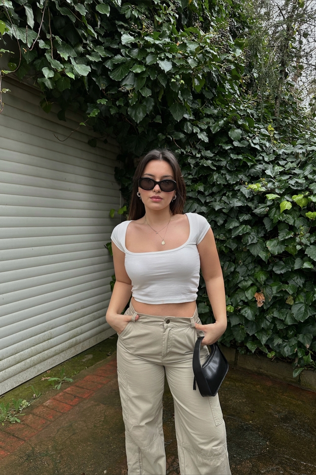Beyaz Basic Crop Top ATE4719