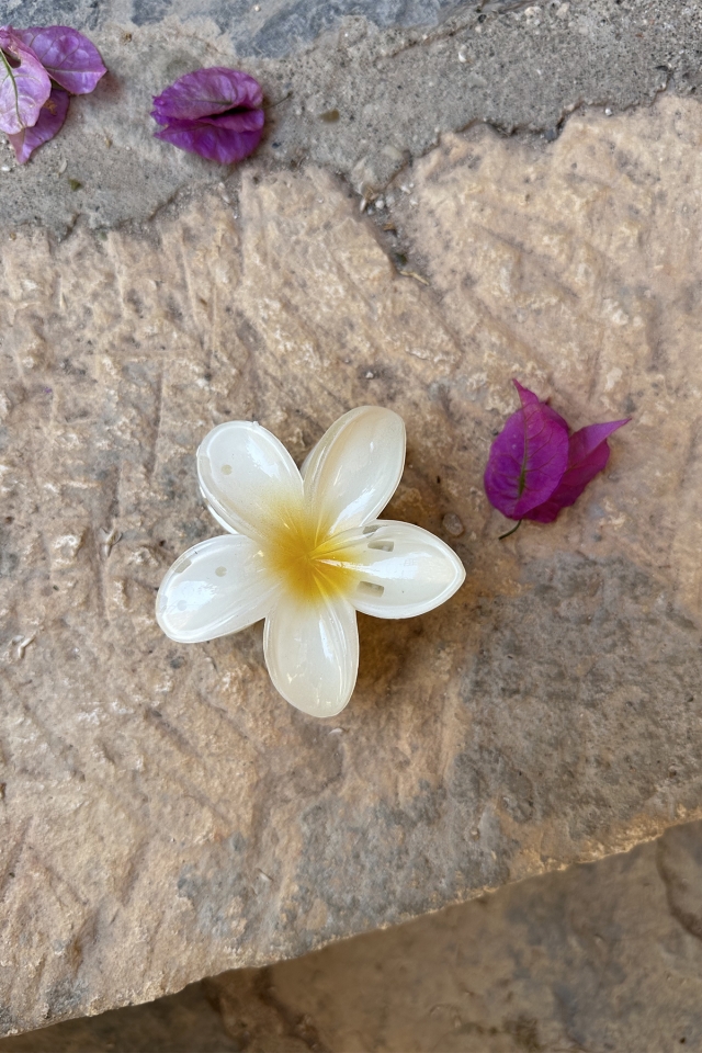 Beyaz Çiçekli Lotus Toka ATEL2214
