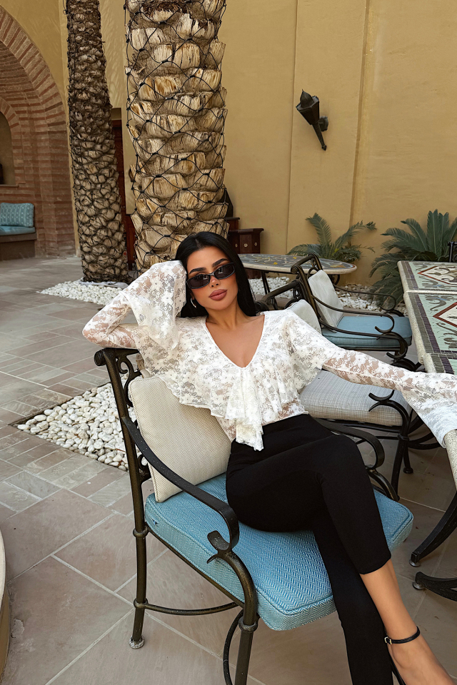 Beyaz Braulia Dantel Bodysuit