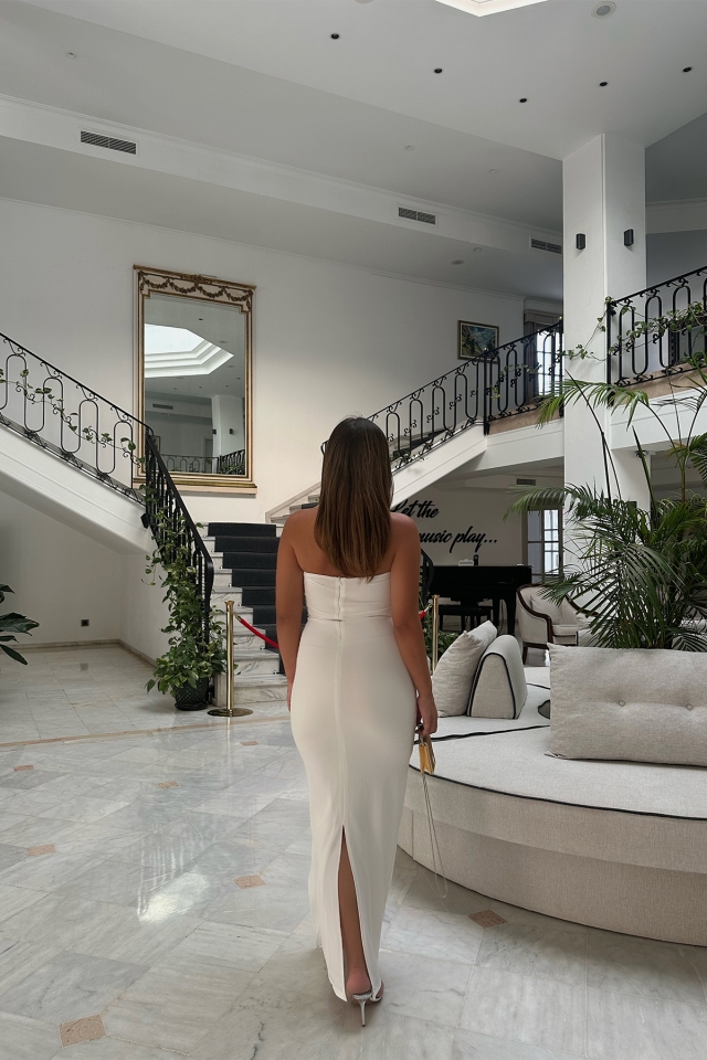 Beyaz Diana Taş Detay Elbise ATE7655