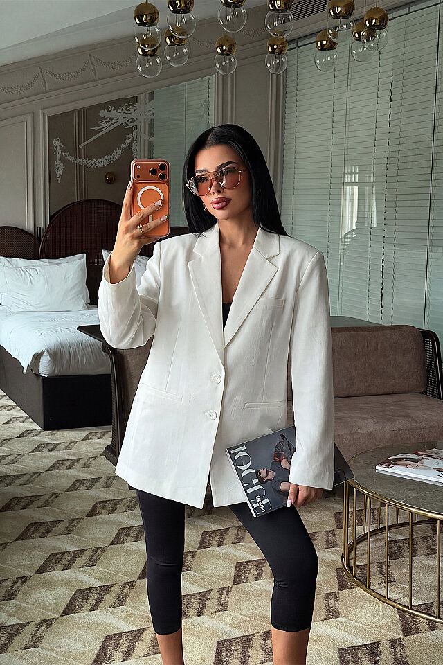 Beyaz Sidrit Oversize Blazer