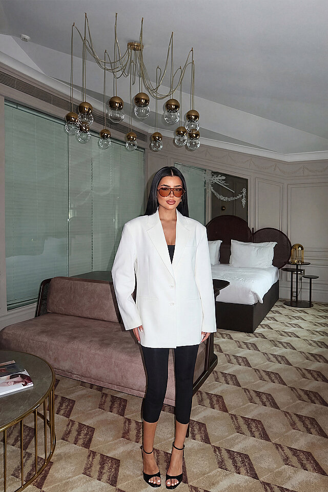 Beyaz Sidrit Oversize Blazer