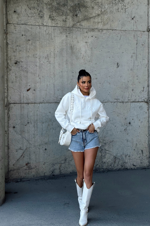 Beyaz Dove Eyyo Nakışlı  Sweat ATE-0799