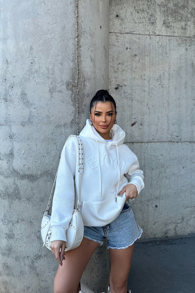 Beyaz Dove Eyyo Nakışlı  Sweat ATE-0799