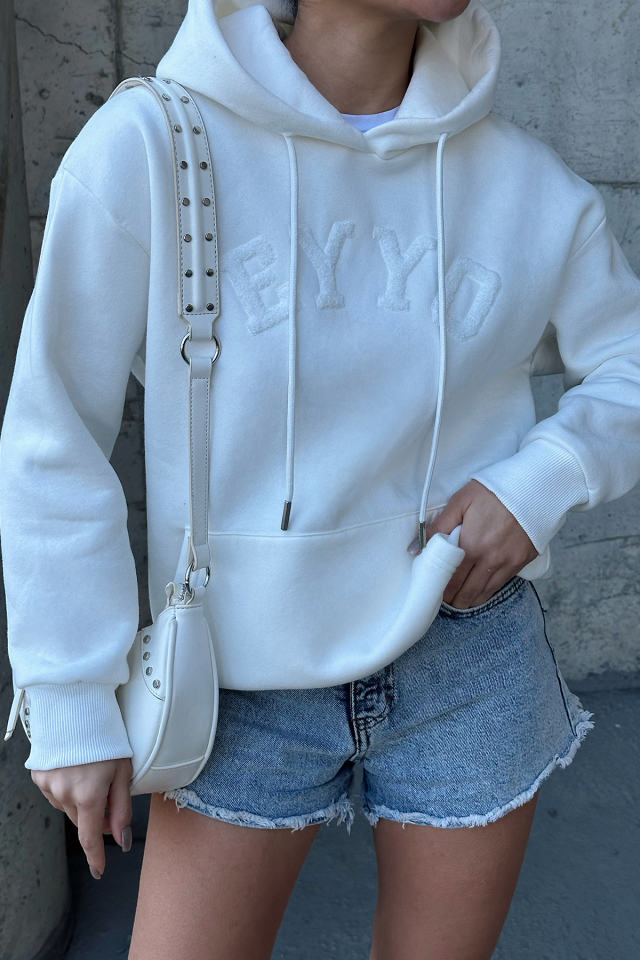 Beyaz Dove Eyyo Nakışlı  Sweat ATE-0799