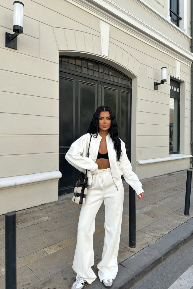 Beyaz Fermuar Detay Takım ATE-0413 - EYYO