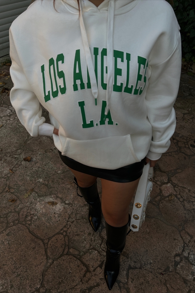 Beyaz Los Angeles Baskılı Sweat ATE2501