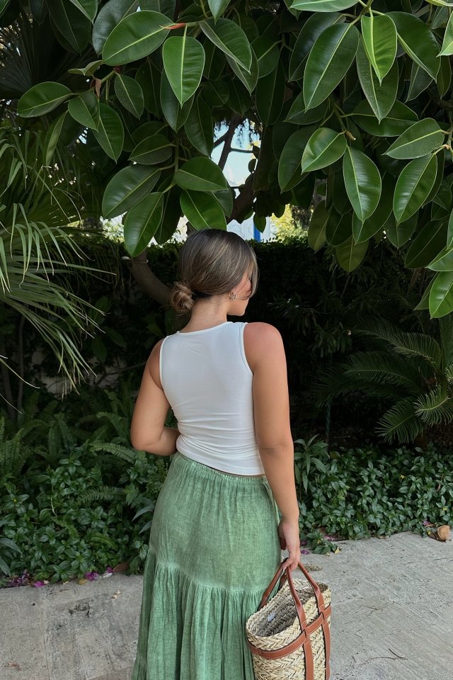 Beyaz Önden Bağlamalı Crop Top ATE7907