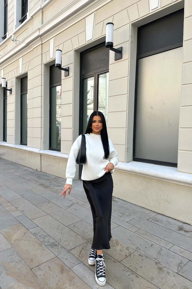 Beyaz Oversize Arkası Baskılı Sweat ATE-0879