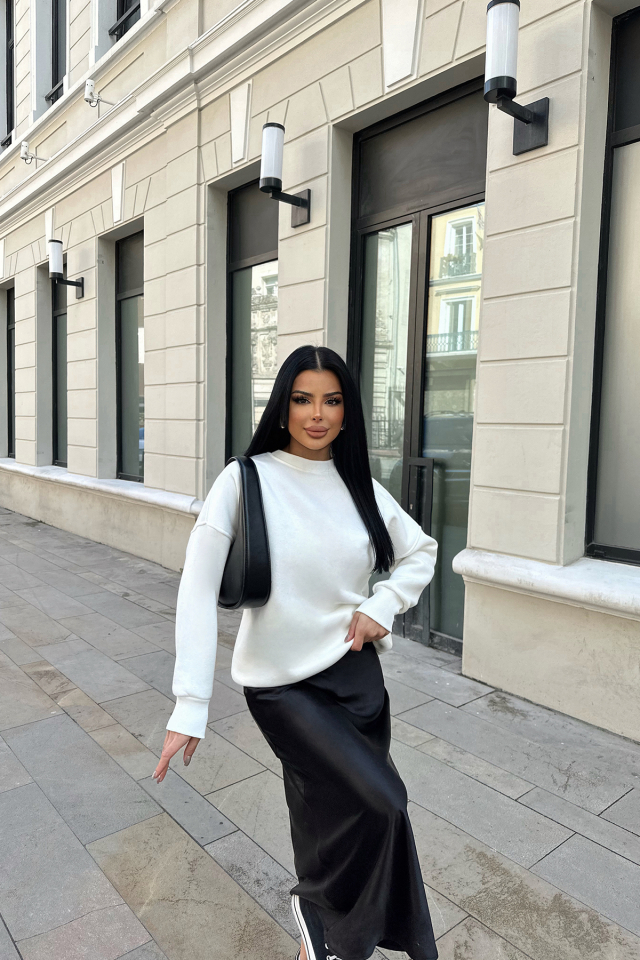 Beyaz Oversize Arkası Baskılı Sweat ATE-0879