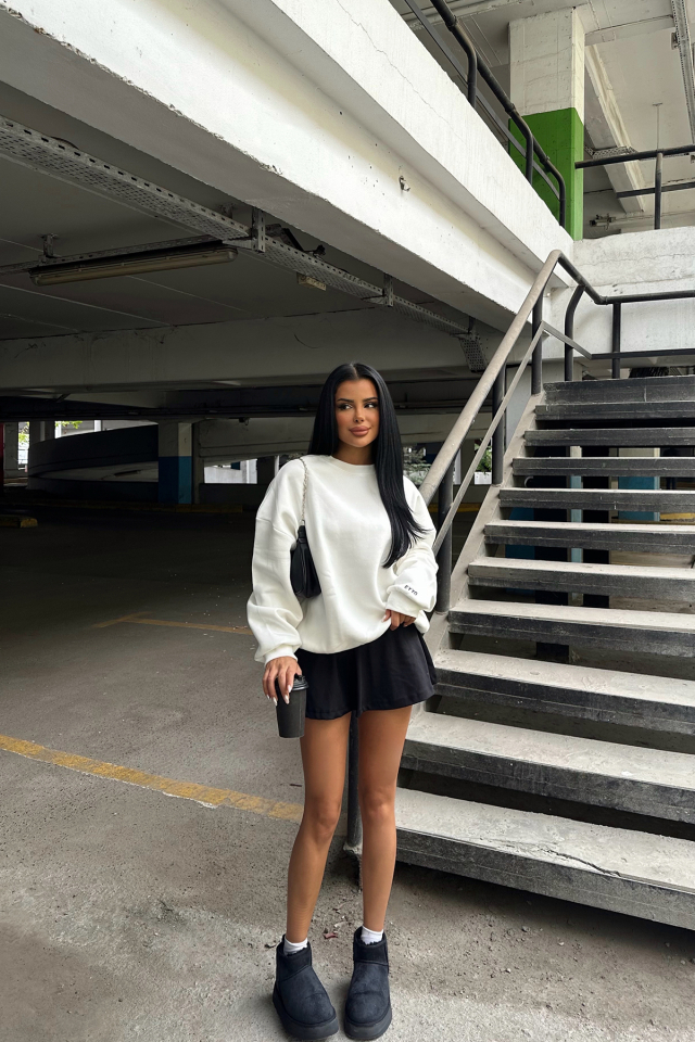 Beyaz Oversize Basic Sweat ATE2520