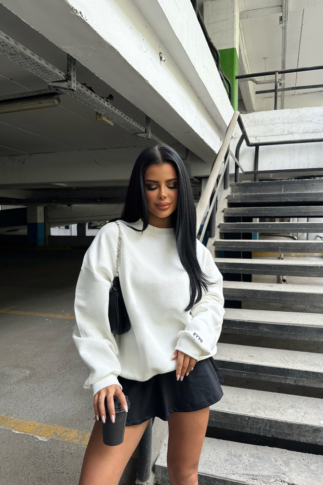Beyaz Oversize Basic Sweat ATE2520