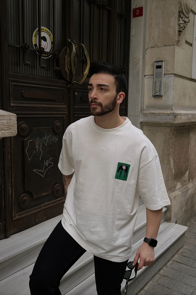 Beyaz Oversize Tişört ATE5130 - EYYO