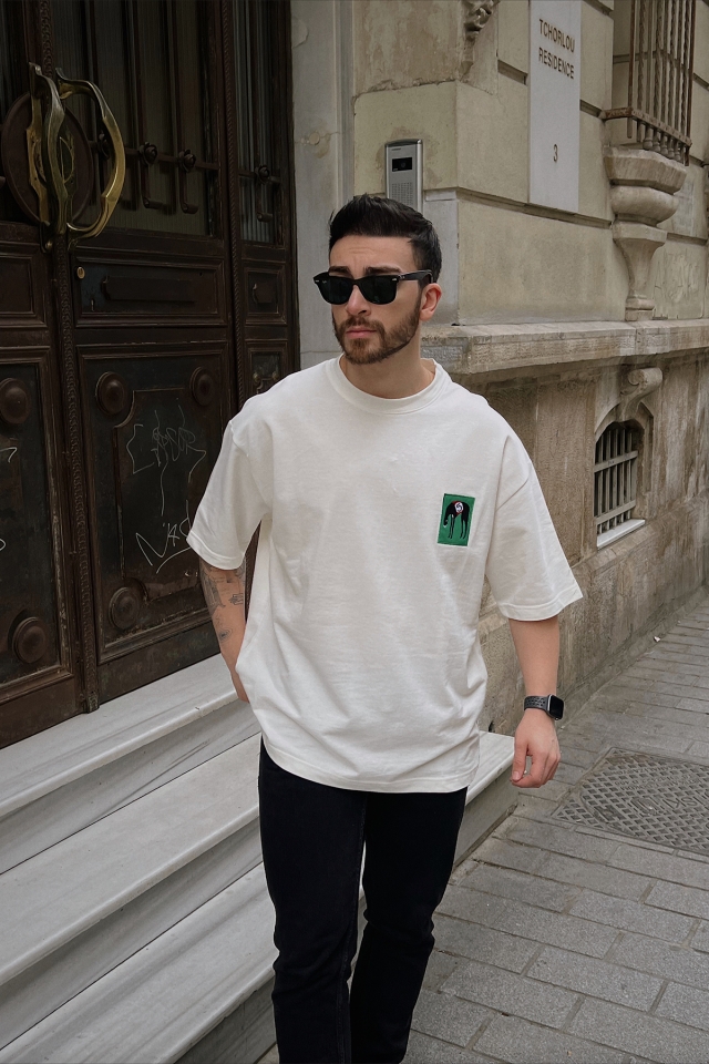 Beyaz Oversize Tişört ATE5130