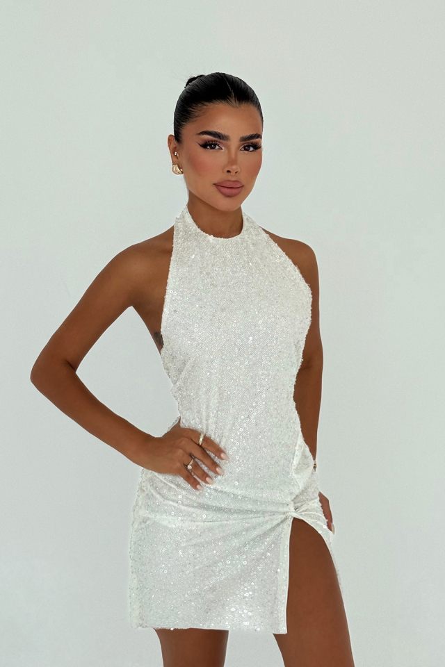 Beyaz Nateba Mini Elbise ATE-3104